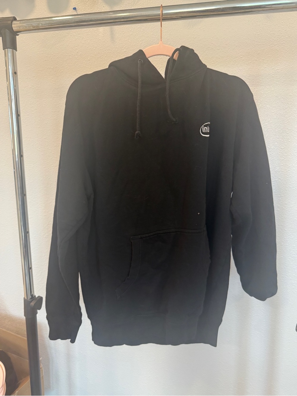 Intel Black Pullover Hoodie with Logo Large